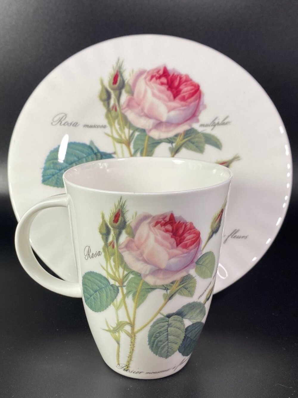 RARE Roy Kirkham "Redoute Roses" set of 8" plate and mug